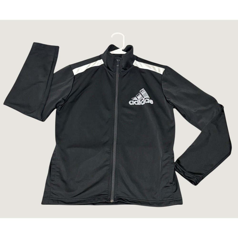 Adidas Boy's Youth Full Zip Track Jacket Black HS7339 Size L 13-14Y